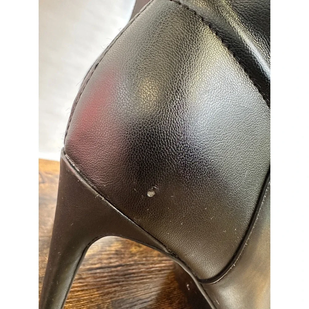 NINE WEST Quizme Black Soft Leather Platform Stiletto Heel Zip Tall Boot Size 11 - Picture 9 of 16